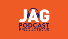 Orange logo for JAG Podcast Productions in Detroit